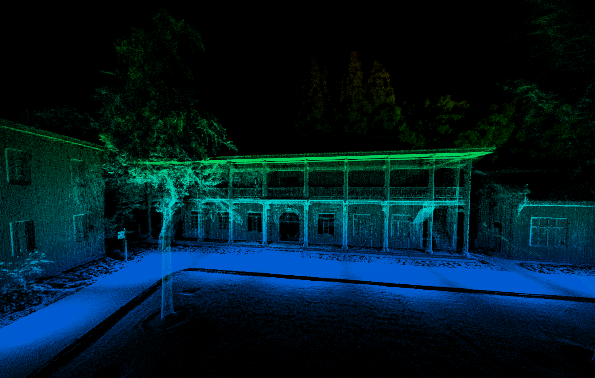 Museum exterior, Height-colored point cloud